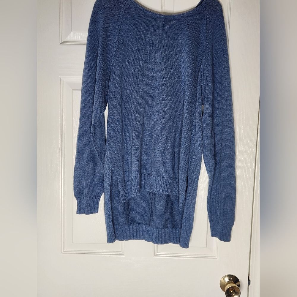 UGG L Blue Raglan Sleeve Round Neck Tight-Knit Lngslv Women's Pullover Sweater